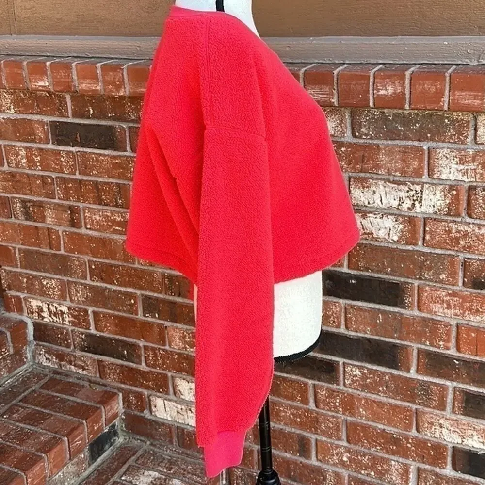Splendid Sundown Ashley Pullover Cropped Sweatshirt Candy Apple Red Women's S